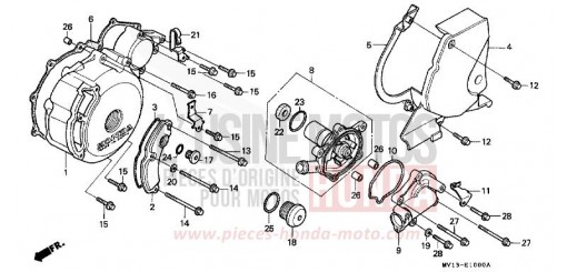 PANNEAU CARTER-MOTEUR G./ POMPE A EAU/COUVERCLE ARRIERE XRV750L de 1990